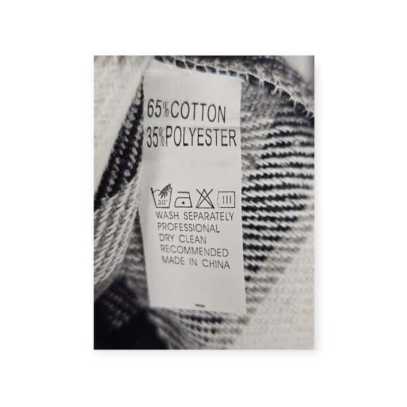 Flannel Shacket Size S Womens Black & Gray Oversized Jacket Button Closure - Picture 8 of 8